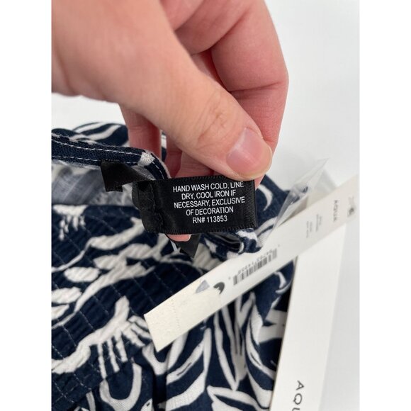 NWT Aqua Womens Medium Jumpsuit Floral Navy White Ruffle Sleeves Coastal Casual - Picture 4 of 11